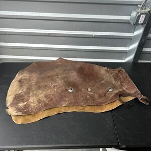 Antique Vintage Distressed Brown Leather Cowboy Chaps Engraved Silver Conchos
